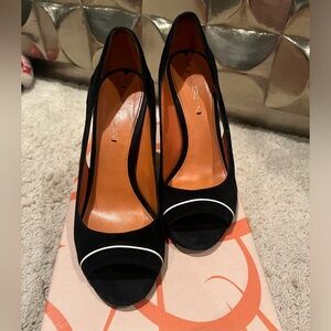 Via Spiga Rashida Black and White Suede Heels